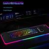 Коврик для игровой мыши с подсветкой RGB, устойчивый к грязи, большой, водонепроницаемый, однотонный