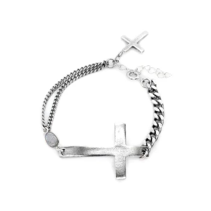 HR 196B_Labradorite Silver Chain Cross Bracelet (Silver 925)
