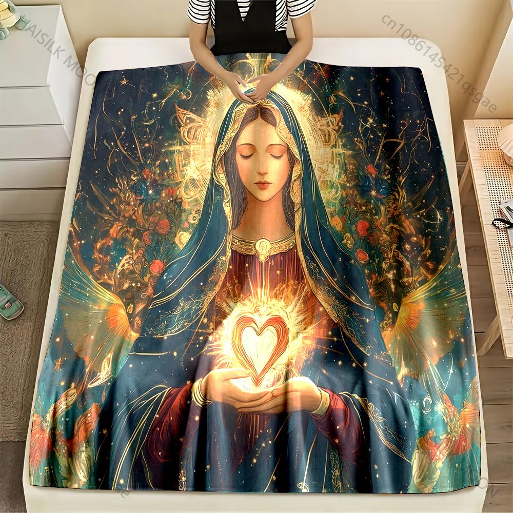 1PC Sacred glowing heart woman Print Blanket Warm Soft Fluffy Kids and Adult Sofa Bed Throw Blanket Outdoor Travel Camping RV