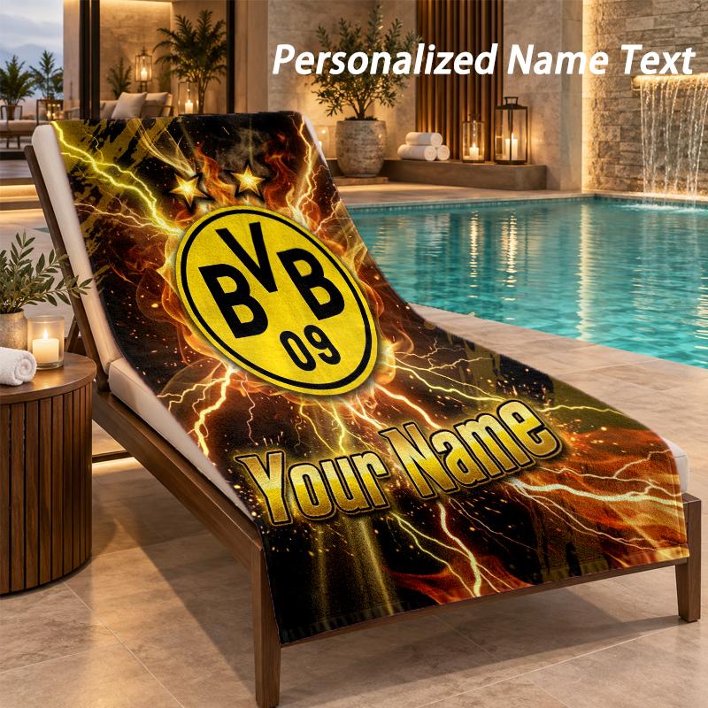 Пляжное полотенце с принтом Borussia Dortmund и индивидуальным текстом, большое полотенце для дома, ванной комнаты, пляжа