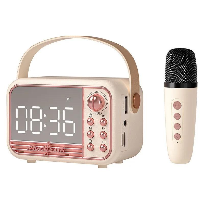 Bluetooth-будильник с динамиком S11 Новый портативный настольный будильник в стиле ретро Европейский динамик Розовый