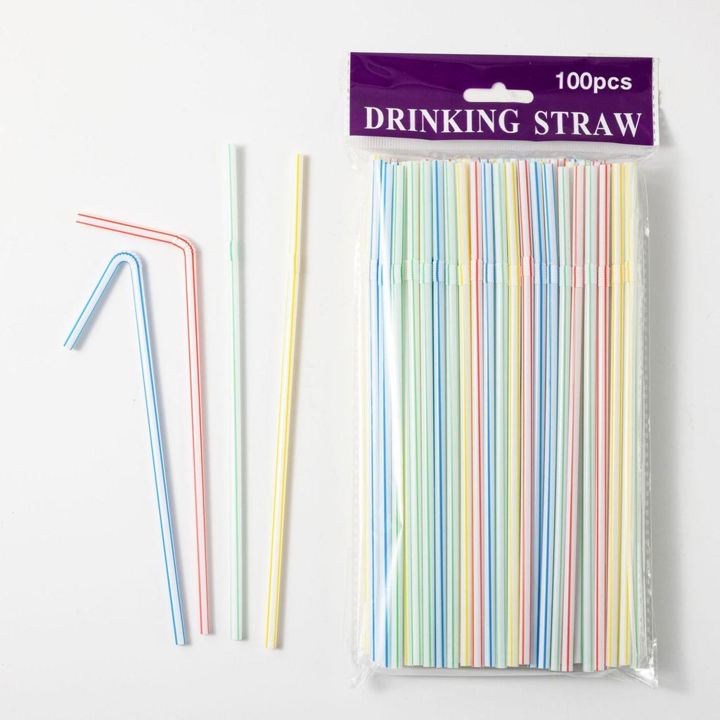 Mont 5*210 Disposable Colored Striped Bendable Straws, Food-Grade PP, Ideal for Drinking Juice (For Household, Mother and Baby Use)