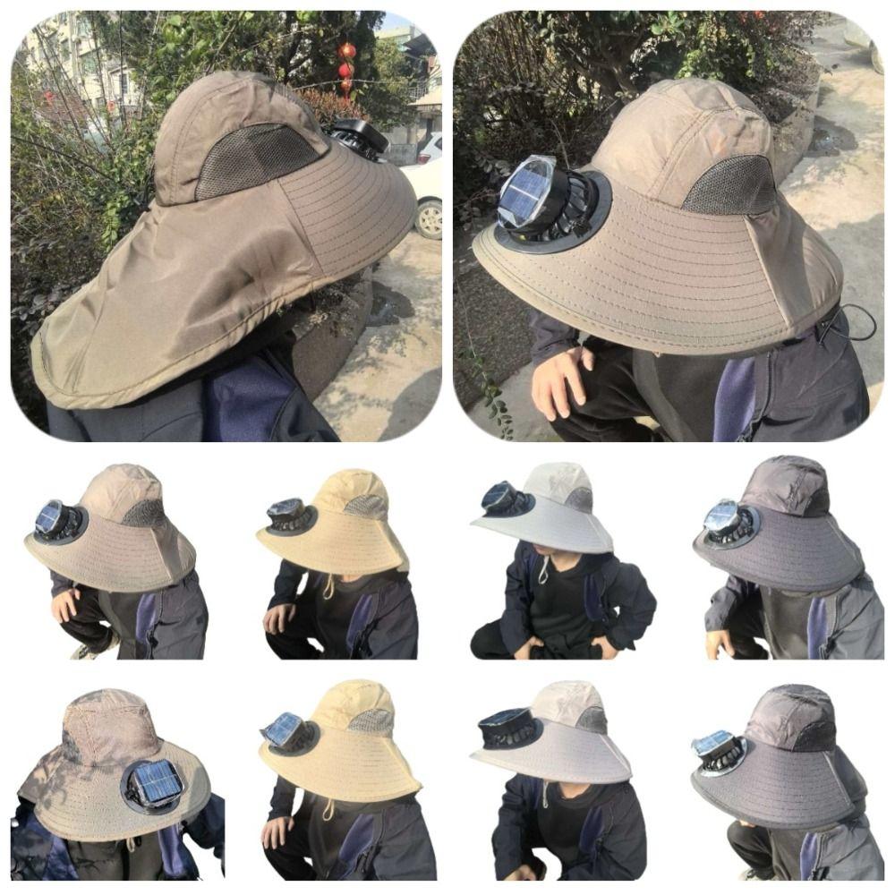 Breathable Solar Fan Hat Strong Wind Summer Fan Visor Cap Convenient Fishing Bucket Hat  Hiking