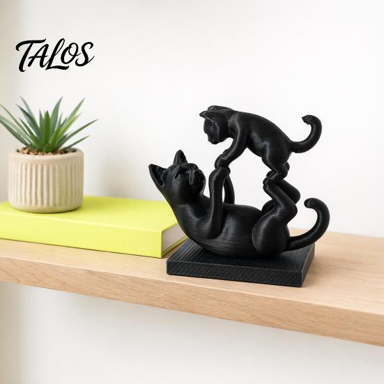 Коллекционная статуэтка кота, 3D-печать, черная фигурка, современная статуэтка котенка, фигурка животного на полку, настольное украшение для дома и офиса, подарок для любителей