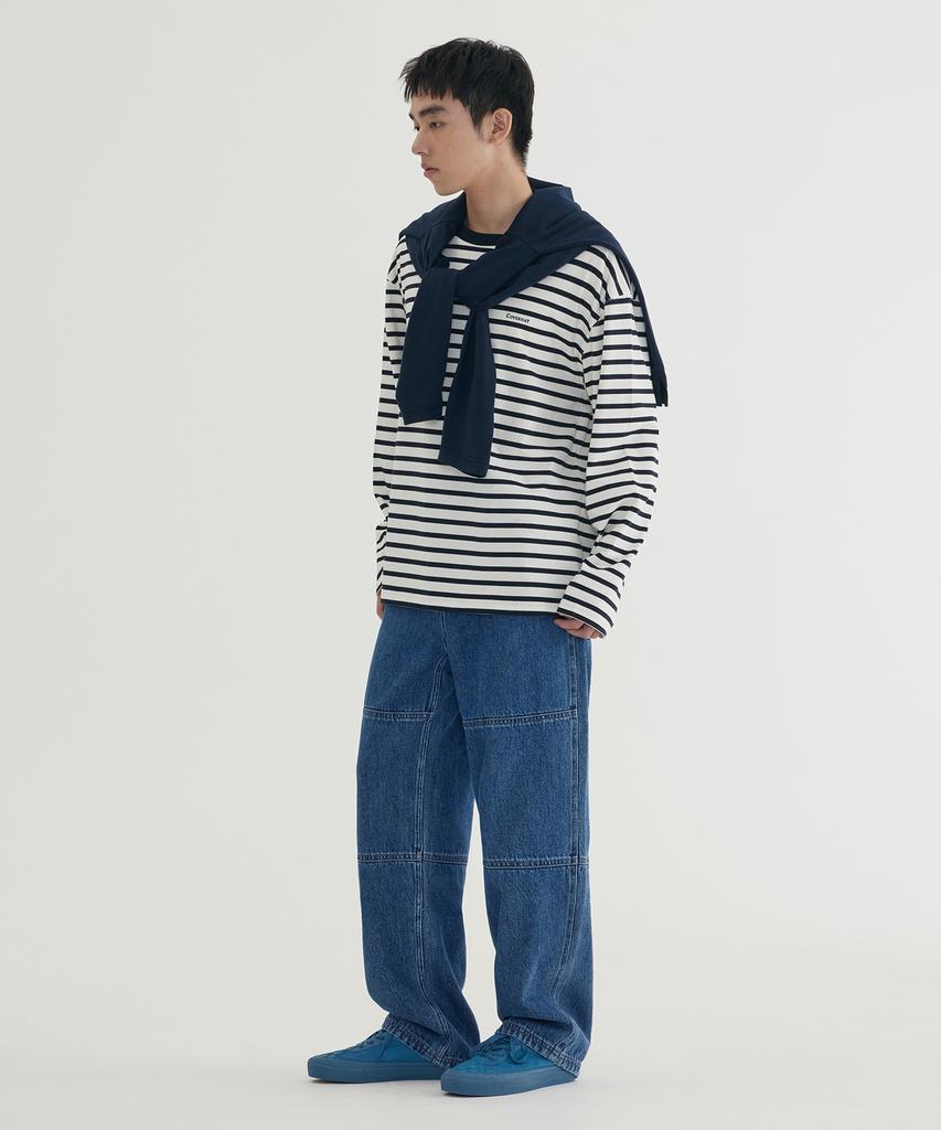 COVERNAT Striped Long Sleeve Dusty Blue