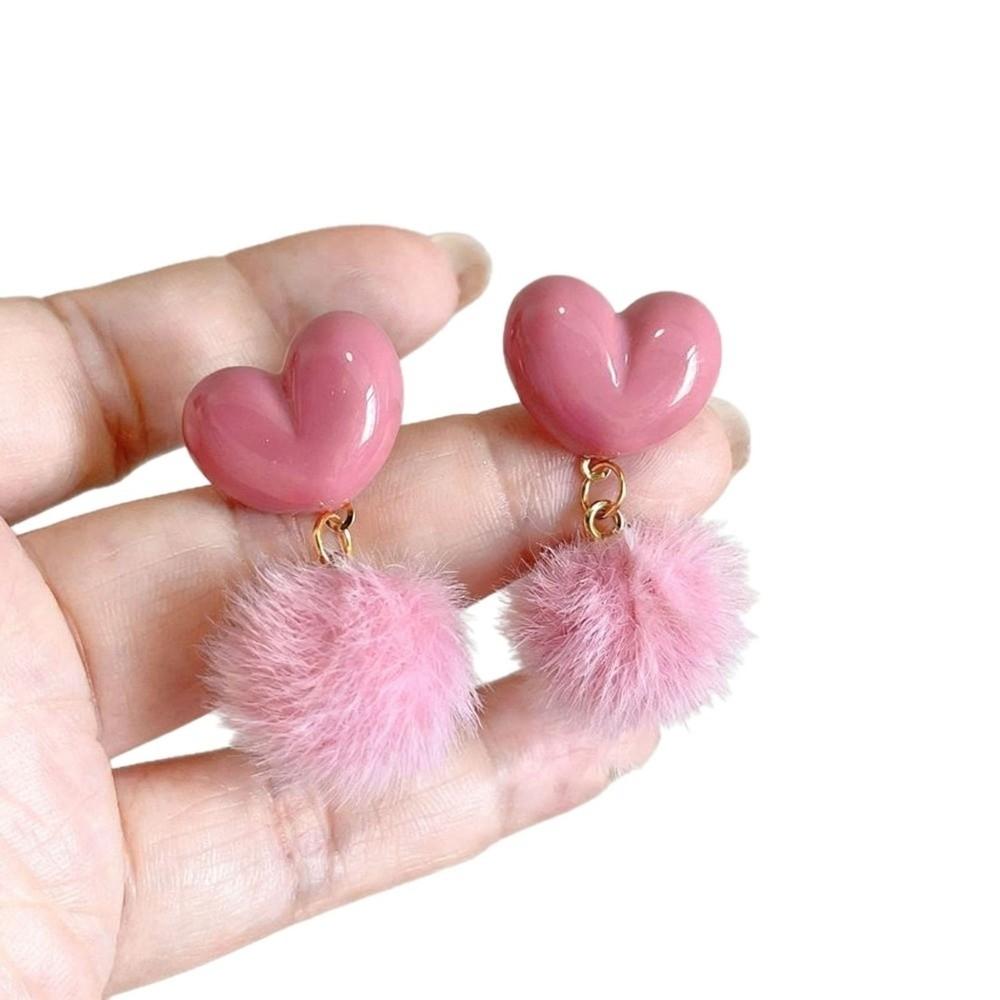 Pendant Heart Shaped Earrings Ear Stud Valentine's Day Earring Love Heart Earring Party
