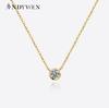 925 Sterling Silver Gold One Zircon Charm Necklace Long Chain Women Pendant Choker Fine Jewelry For Girl Rock Puck Cryst