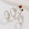 4 pcs Crystal Bracelets Zircon Pleated Open Ring Colorful Vintage Ring Set  Girls