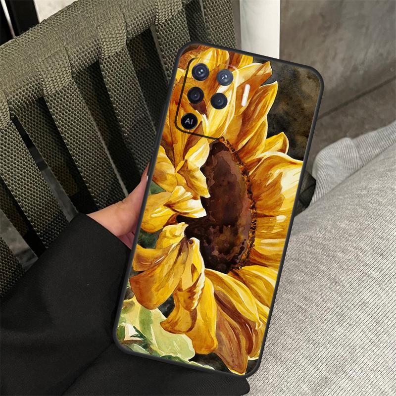 Sunflower Case For Oppo A18 A38 A58 A78 A98 A74 A94 A54 A40 A60 A80 A16 A76 A96 A15 A57S A17 A77 Cover