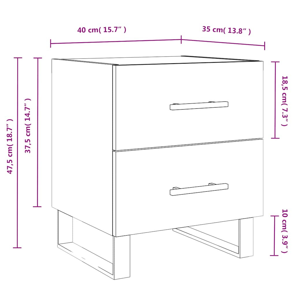 Nightstands 2 pcs Concrete Grey 40 x 35 x 47.5 cm Particleboard