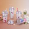 My Little Pony Unicorn Double-Layer Straw Cup - Durable Drop-Proof Plastic for Summer
