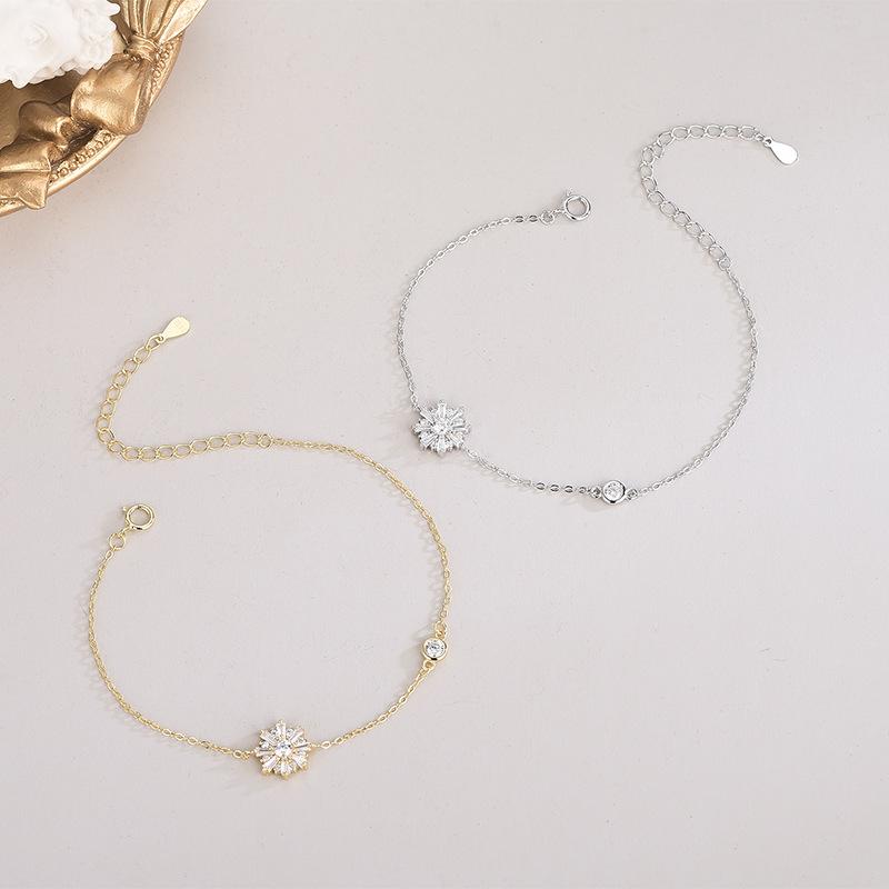 Стерлинговое серебро S925, японский и корейский нишевый дизайн, браслет со снежинкой из циркона, легкий роскошный модный браслет, тренд