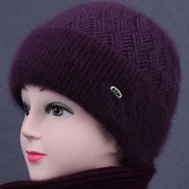 Зимняя новая шляпа женская для пожилой женщины уличная ветрозащитная бархатная теплая с большими полями вязаная шерстяная шапка