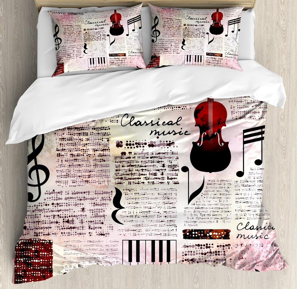 Old Newspaper Duvet Cover Set Vintage French Bedding Set Brown Quilt Cover For Kids Boys Girls Teens Polyester Comforter Cover