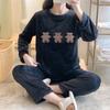 Winter Flannel Warm Pajamas for Wome Thickening Round Neck Long Sleeve Outfits for Women 2 Piece Set Cute Printing Home Wear