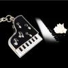 VIEAURA Piano Keychain Pair, Cute Musical Note Design, Gift, Silver and Black, Set of 2