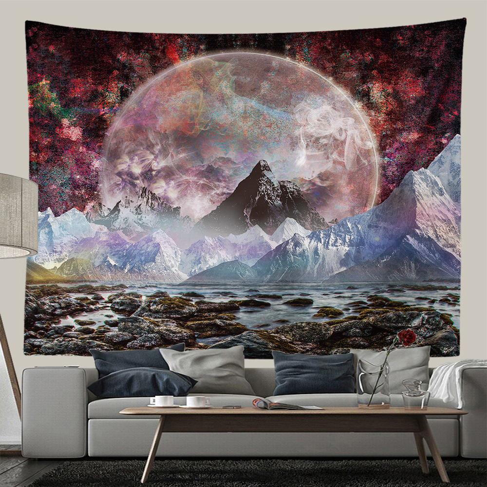 Гобелен с фиолетовой планетой, настенный гобелен в стиле хиппи, декор для комнаты, Galaxy Space, настенный гобелен, эстетический декор для спальни, гостиной