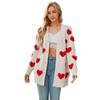 Autumn and Winter Women's Plus Size Sweater Valentine's Day Love Knitted Cardigan V-Neck Button Mid-Length Jacket