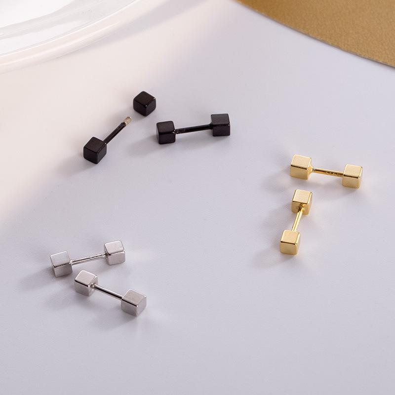 Banyan Tree S925 Silver Square Twist Buckle Earrings for Versatile Daily Wear