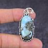 Caribbean Larimar Gemstone Handmade 925 Sterling Silver Gift Pendant 2.17" k5S96