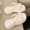 New Pearl Slippers for Women In Summer Sweet and Thick Soled Sandals for Two Outfits