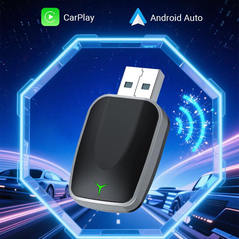 2025 Новое обновление 2-в-1 Мини Беспроводной адаптер CarPlay Преобразует проводной в беспроводной 5 ГГц Wi-Fi и потоковая передача с низкой задержкой Коробка Plug & Play