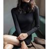 Autumn and Winter Women's Long Sleeve Half High Neck Hip Slim Knit Dresses
