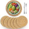 Handmade Rattan Placemats Round Woven Table Runners for Dining Room, Heat Resistant, Fall, Halloween, Thanksgiving, Christmas