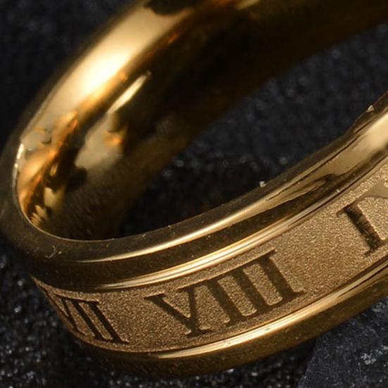 Wide Roman Numeral Stainless Men Ring Simple Steel Smooth Finger Ring Jewelry
