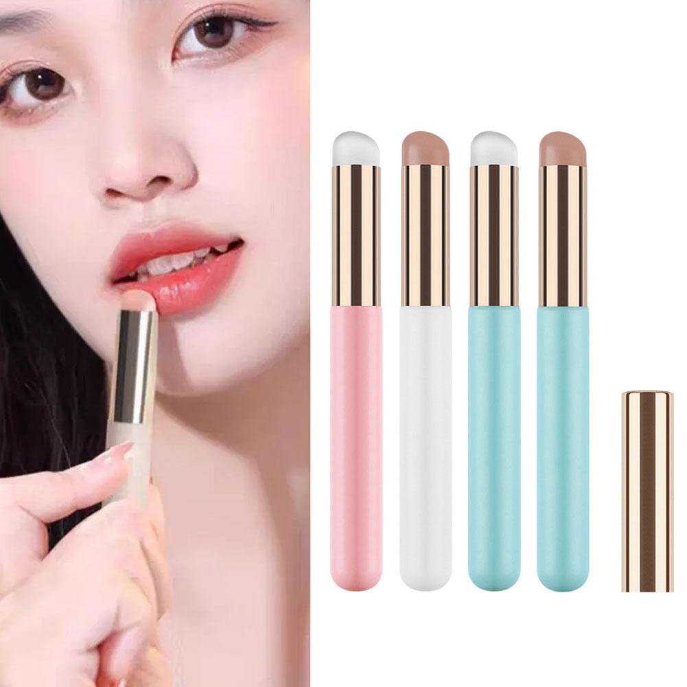 Silicone Lip Brush With Lid Round Head Makeup Brush Mini Concealer Lipstick Makeup Tool Applica C9P5