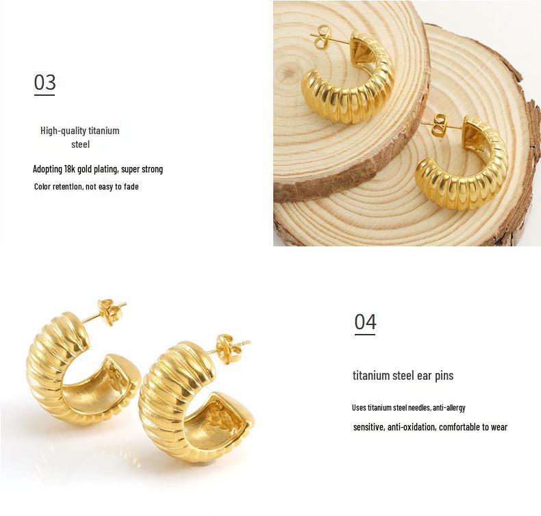 Геометрические серьги U-образной формы из нержавеющей стали с 18-каратным золотым покрытием для женщин