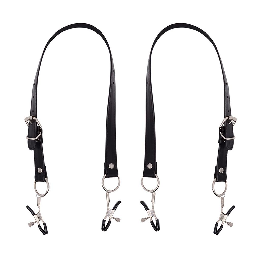 Эротический зажим для половых губ БДСМ-связывание, ограничения, регулируемая кожаная сбруя, зажим для клитора, секс-флирт, зажимы для сосков, секс-игрушки для женщин