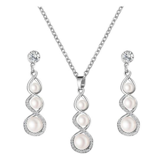 Роскошный комплект ювелирных изделий, романтические висячие серьги, ожерелье с искусственным жемчугом, модное очарование, свадебное украшение со стразами и подвеской для невесты
