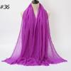 New Fashionable Women's Long Crinkled Cotton Linen Scarf with Tassel Edge - Solid Color Shawl