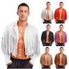 Mens Faux Suede 80s Hippie Cropped Jacket with Fringe Detailing Open Front Cardigan Cowboy Style