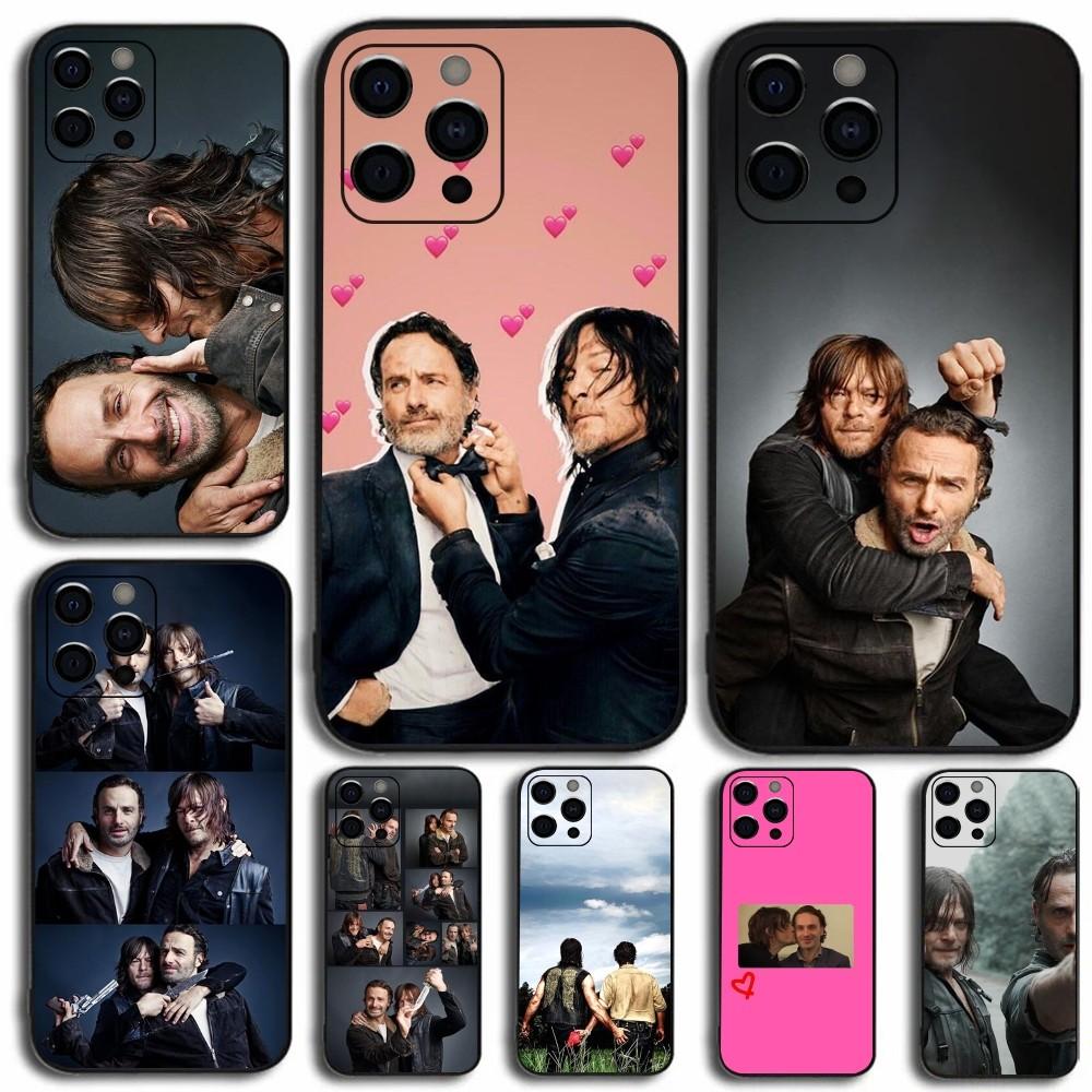 R-Rick Grimes and Darryl D-Dixon Phone Case For Apple iPhone 15,14,13,12,11,Pro,X,XS,Max,XR,Plus,Mini Soft Black Cover