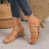 New Hot-selling Comfortable Solid Color Decorative Thick Heel Comfortable and Versatile Beach Woven Women's Shoes
