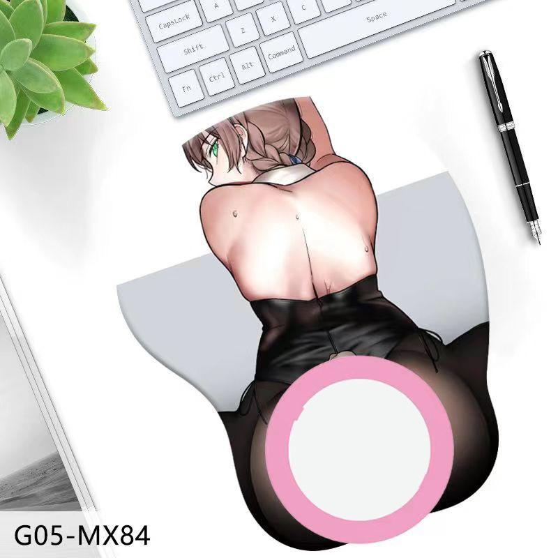 3D силиконовый коврик для мыши с анимационным персонажем, трехмерный коврик для мыши на запястье, ягодицы