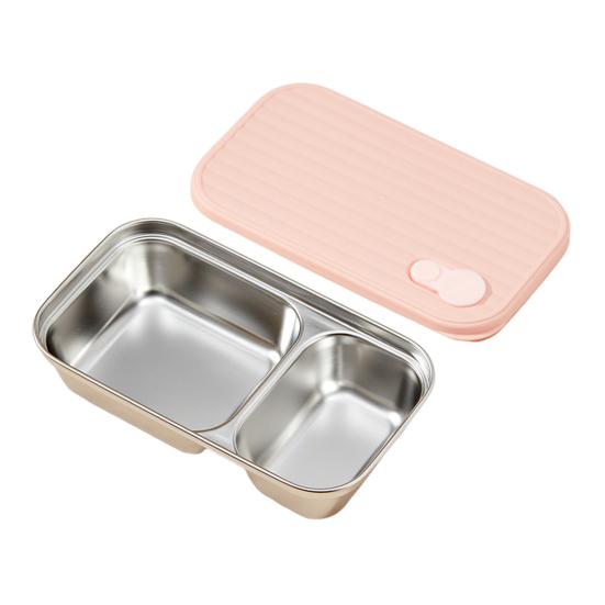 Stainless Steel Snack Containers 2 Compartment Lunch Box Leak-Proof Bento Box with Lids Reusable Food Storage Containers for Travel Camping Outdoor
