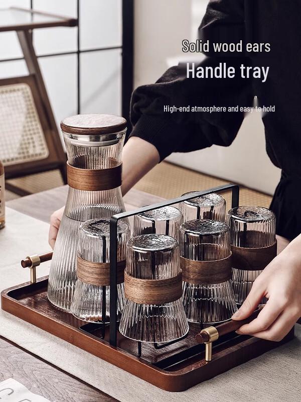 Элегантный стеклянный китайский чайный сервиз с чайником 1,8 л, 6 чашками и подносом