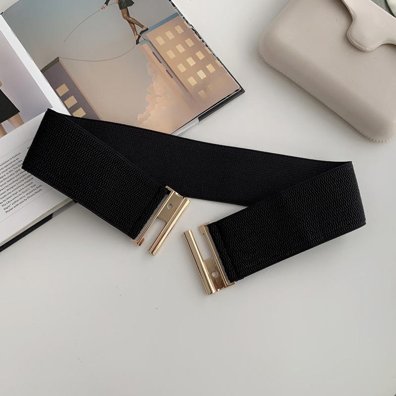 Осень И Зима Эластичный Эластичный Женский Широкий Пояс Декоративная Ткань С Талией Платья И Тонкой Поясной Печатью