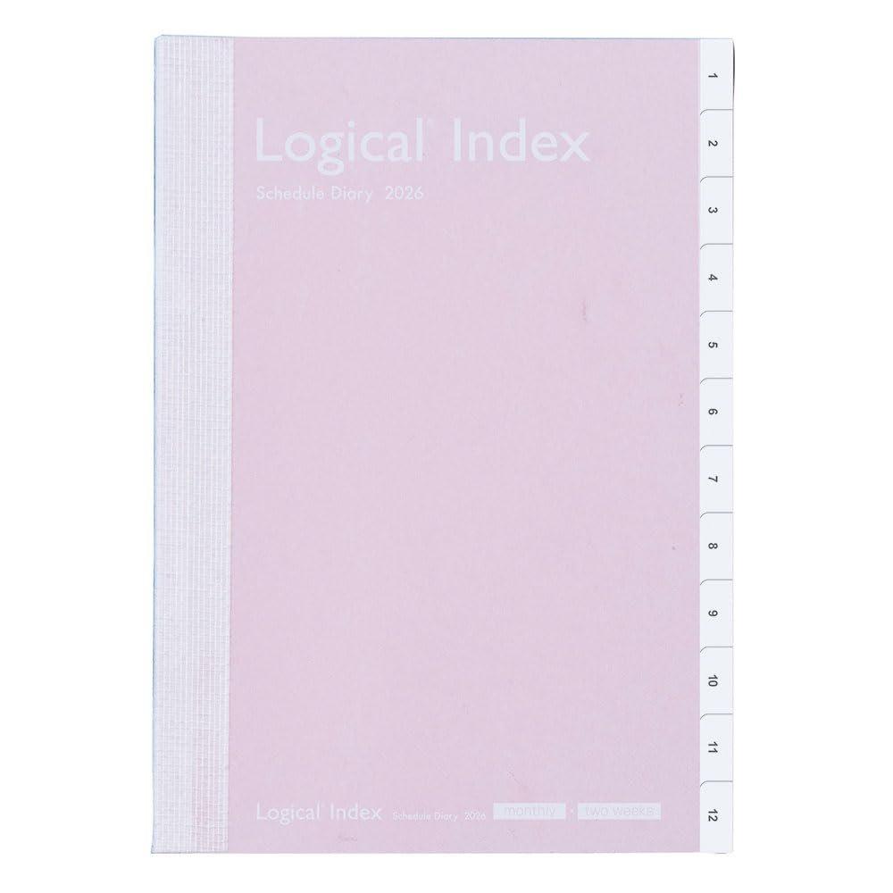 Nakabayashi 2026 Logical Diary Index Type B6 Pink NSI-B624-26AP Monthly and Bi-Weekly Planner Schedule Book
