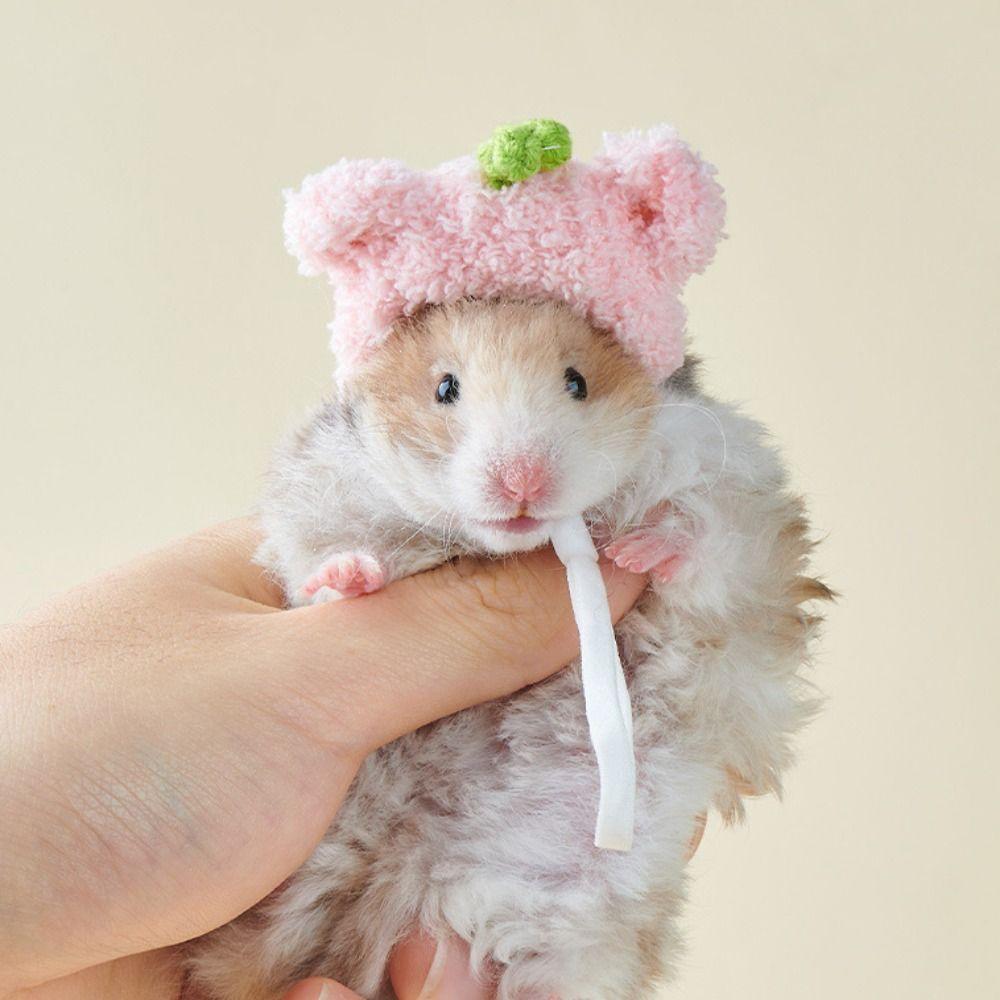 Cute Decorative Hamster Wool Hat Breathable Soft Crochet Knitted Hamster Hat Adjustable Parrot Decoration Hat Photo Props