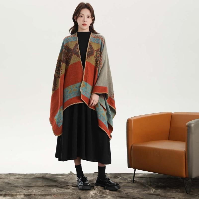 Womens Split Shawl Fashion Cottagecore Thick Warm Cape Knit Cardigan