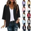 Women's Fashion Casual Seven Split Sleeve Solid Color Cardigan Jacket