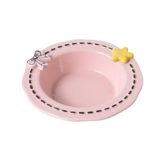 Nostalgie Ceramic Feeding Bowl for Dogs & Cats, Whisker Friendly Kitten Food Water Dish, Wide Shallow Pet Feeder Plate Dry Wet