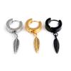 1Pc Punk Men Feather Pendant Stainless Steel Hoop Earring Party Jewelry Gift