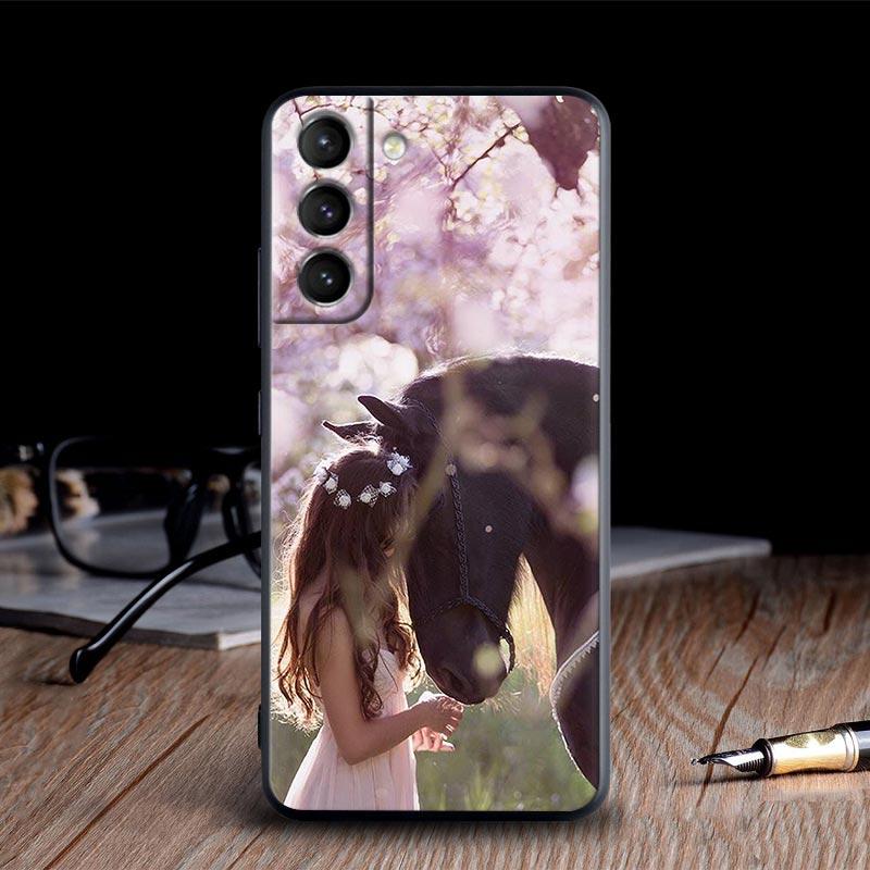 Чехол 'Скачущая Девушка на Лошади' Рисунок для Samsung Galaxy S24Ultra S21 FE S24 5G S20 S22 S23 Ultra S10 23 Plus Чехол Мягкий Funda Обложка