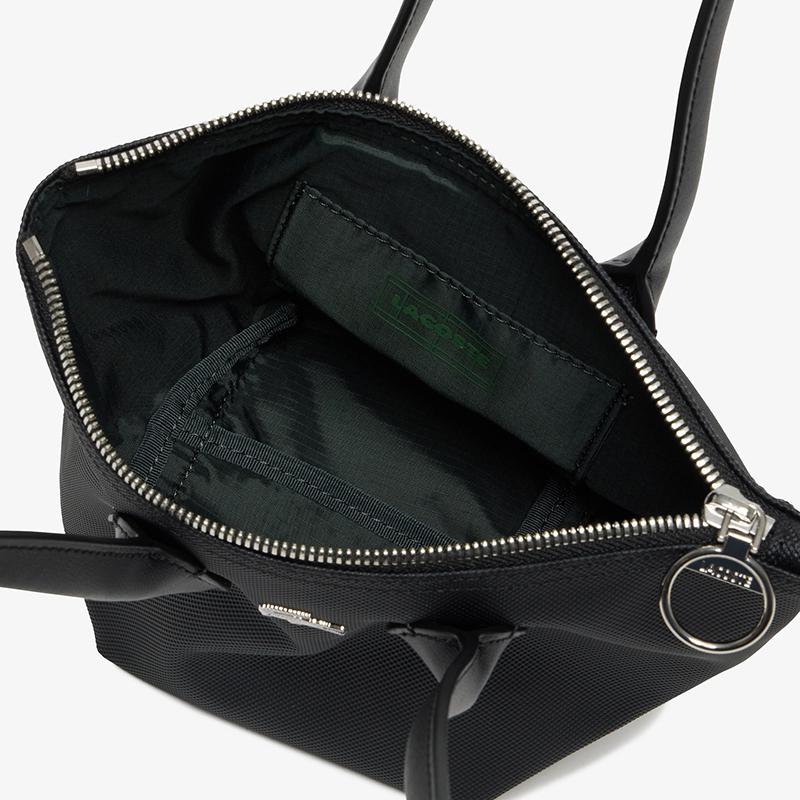 Lacoste Fashion Versatile PVC Tote Shoulder Bag Small Women bags Black NF4824ZP-000