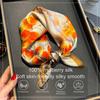 Luxury 100% Mulbreey Silk Scarf Women Persimmon Floral Print Bandana Shawl Lady Neckerchief Handkerchief Female Decorative Wrap